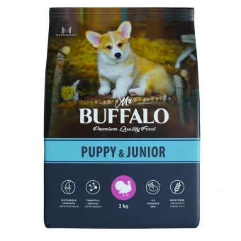 Купить Mr.Buffalo Puppy & Junior для щенков и юниоров с индейкой 2 кг