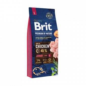 Купить Brit Premium By Nature Junior L для щенков крупных пород с курицей 15 кг
