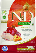 Farmina N&D Pumkin Neutered Quail & Pomegranate беззерновой корм для стерилизованных кошек с перепелом и гранатом 300 г