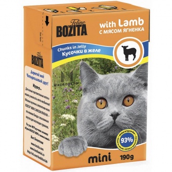 Купить Bozita Mini кусочки в желе с мясом ягнёнка для кошек 190 г