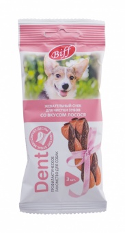 Купить Biff Жевательный снек для чистки зубов со вкусом лосося Dent для собак мелких пород 3 шт 40 г