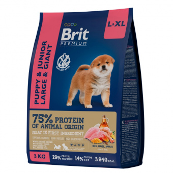 Купить Brit Premium Puppy and Junior Large and Giant для щенков и молодых собак крупных и гигантских пород с курицей 3 кг