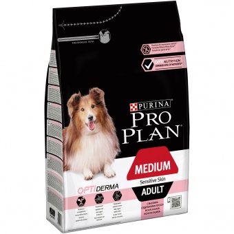 Купить Pro Plan Medium Adult Sensitive Skin для собак средних пород с лососем 3 кг
