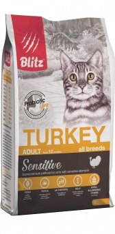 Купить Blitz Sensitive Adult Turkey для кошек с индейкой 2 кг