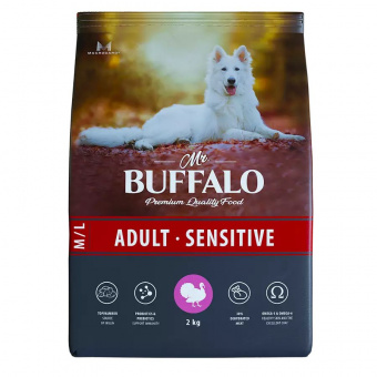 Купить Mr.Buffalo Adult Sensitive M / L для собак средних и крупных пород с индейкой 2 кг