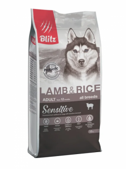 Сухой корм на zoomaugli.ru Blitz Sensitive Adult All Breeds Lamb & Rice для собак всех пород с ягнёнком и рисом 15 кг