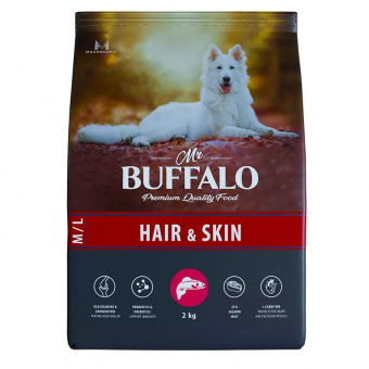 Купить Mr.Buffalo Hair & Skin M / L для собак всех пород с лососем 2 кг
