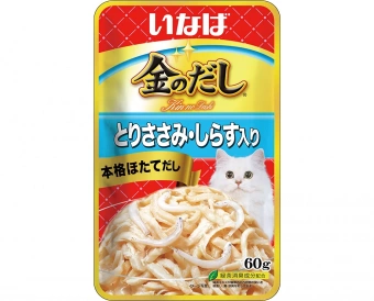 Купить INABA CIAO Kinnodashi Куриное филе с мальками ширасу для кошек 60 г