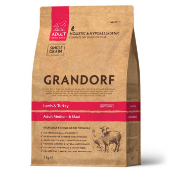 Купить Grandorf Adult Medium & Maxi Lamb & Turkey для собак средних и крупных пород Ягнёнок и индейка 3 кг