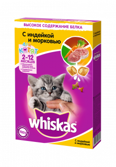 Купить Whiskas с индейкой и морковью для котят 350 г