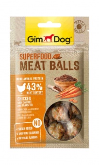 Купить GimDog Superfood Meat Balls Chicken with carrot and flaxseed мясные шарики из курицы с морковью и семенами льна для собак 70 г