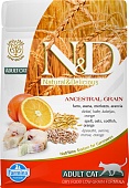Farmina N&D Ancestral Grain Adult Godfish & Orange низкозерновой корм для кошек с треской и апельсином 300 г