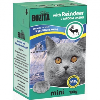 Купить Bozita Mini кусочки в желе с мясом оленя для кошек 190 г