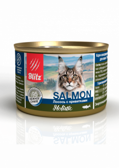 Влажный корм на zoomaugli.ru Blitz Holistic Salmon Лосось с креветками суфле для кошек 200 г