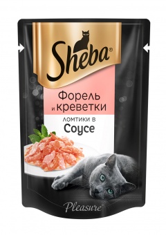 Купить Sheba Форель и Креветки Ломтики в соусе для кошек, 85 г