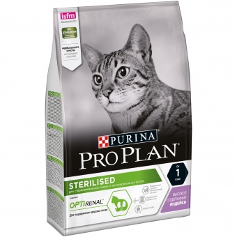 Купить Pro Plan Optirenal Sterilised Turkey для стерилизованных кошек с индейкой 3 кг