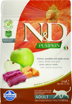 Купить Farmina N&D Pumkin Adult Venison & Apple беззерновой корм для кошек с олениной и яблоком 300 г