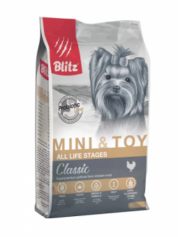 Сухой корм на zoomaugli.ru Blitz Classic All Life Stages Mini & Toy для собак мелких и миниатюрных пород 2 кг