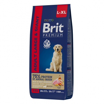 Купить Brit Premium Adult Large and Giant для собак крупных и гигантских пород с курицей 15 кг