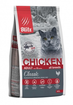 Купить Blitz Classic Adult Chicken для кошек с курицей 400 г