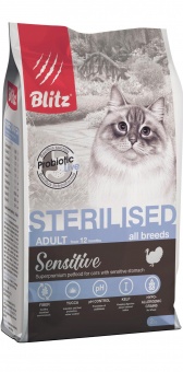Купить Blitz Sensitive Sterilized для стерилизованных кошек 2 кг