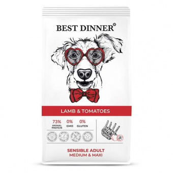 Купить Best Dinner Sensible Adult Medium & Maxi Lamb & Tomatoes для собак с ягнёнком и томатами 15 кг