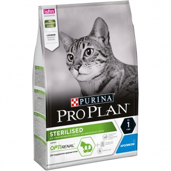 Купить Pro Plan Optirenal Sterilised Rabbit для стерилизованных кошек с кроликом 3 кг
