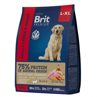 Купить Brit Premium Adult Large and Giant для собак крупных и гигантских пород с курицей 3 кг