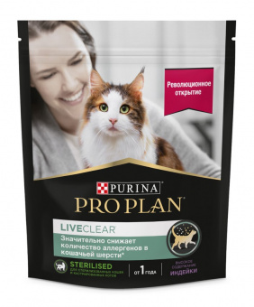 Купить Pro Plan LiveClear Sterilized для стерилизованных кошек с индейкой 400 г