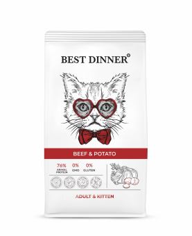 Купить Best Dinner Adult & Kitten Beef & Potato для котят и кошек с говядиной и картофелем 1,5 кг