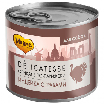 Купить Мнямс Delicatesse Фрикасе по-парижски из индейки с травами для собак 200 г