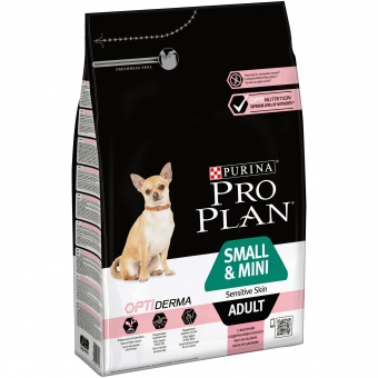 Купить Pro Plan Small and Mini Adult Sensitive Skin для собак мелких и карликовых пород с лососем 3 кг