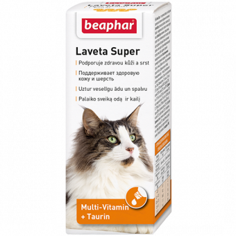 Купить Beaphar Laveta Super Multi-Vitamin + Taurin Кормовая добавка для поддержания здоровья кожи и шерсти для кошек 50 мл