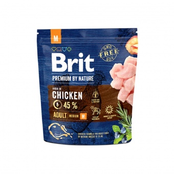 Купить Brit Premium By Nature Adult M для собак средних пород с курицей 1 кг