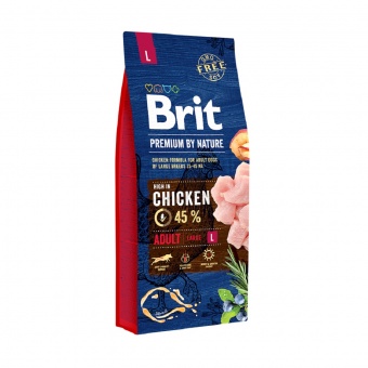 Купить Brit Premium By Nature Adult L для собак крупных пород с курицей 15 кг