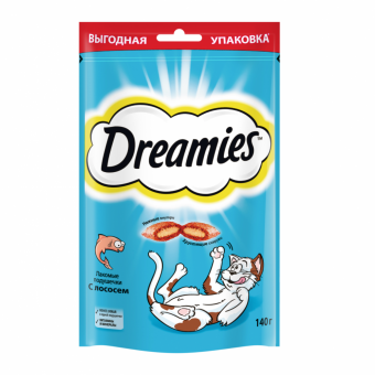 Купить Dreamies Лакомые подушечки с лососем для кошек 140 г