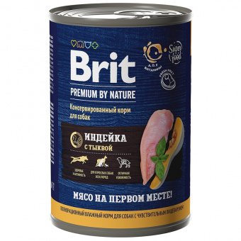 Купить Brit Premium by Nature Индейка с тыквой для собак всех пород с чувствительным пищеварением 400 г