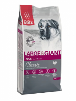 Сухой корм на zoomaugli.ru Blitz Classic Adult Large & Giant Breeds для собак крупных и гигантских пород 15 кг