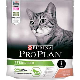 Купить Pro Plan Optirenal Sterilised Salmon для стерилизованных кошек с лососем 400 г