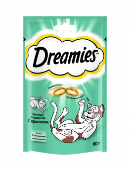 Купить Dreamies лакомые подушечки с кроликом для кошек 60 г