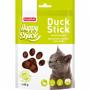 Купить Beaphar Happy Snack Duck Stick Ароматные кусочки мяса утки для кошек 40 г