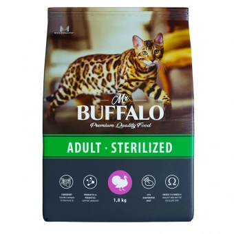 Купить Mr.Buffalo Adult Sterilized для кошек с индейкой 1,8 кг