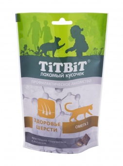 Купить TiTBiT Здоровье шерсти Хрустящие подушечки с лососем для кошек