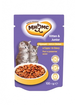 Купить Мнямс Kitten & Junior с курицей в соусе для котят 100 г