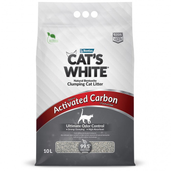 Купить Cat's White Activated Carbon комкующийся наполнитель с активированным углём для туалета кошек 10 л
