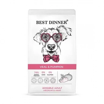 Купить Best Dinner Sensible Adult Medium & Maxi Veal & Pumpkin для собак средних и крупных пород с телятиной и тыквой 3 кг